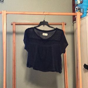 Hollister Navy Crochet knit top